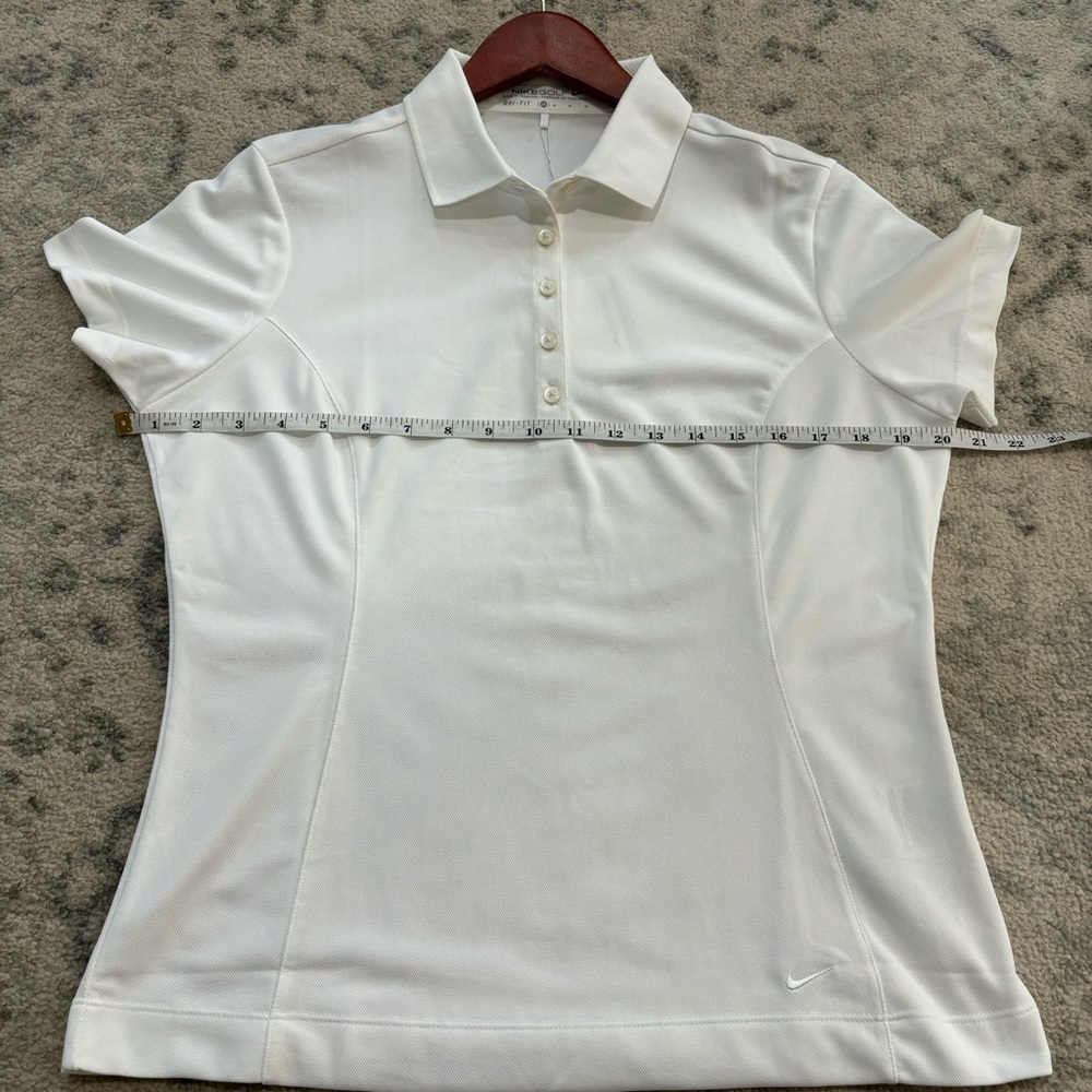 NWT Nike Dri Fit Womens Golf Polo White Tennis Tee Shirt Size Medium NEW - Picture 7 of 9